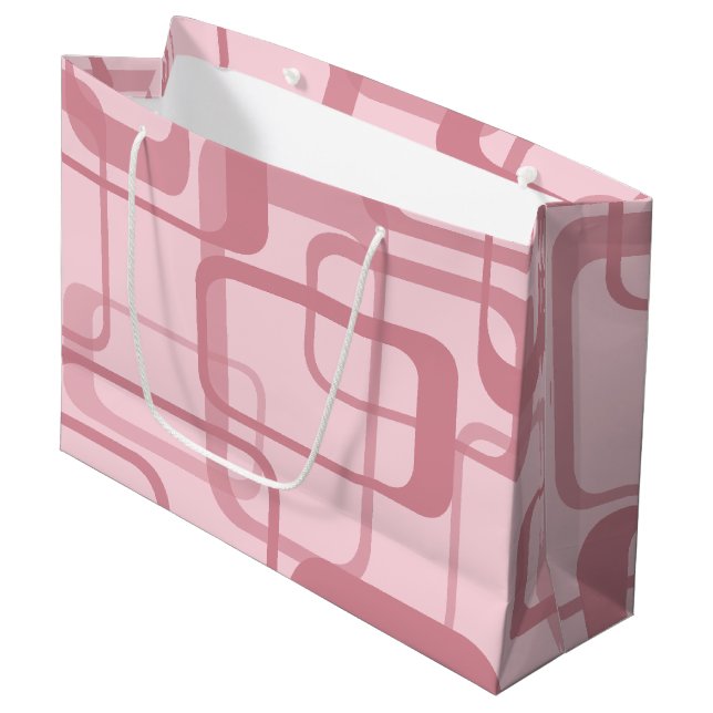 Pink Retro 60er Jahre Abstraktes Muster Große Geschenktüte (Vorderseite Schrägansicht)