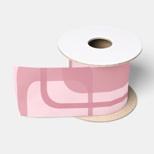 Pink Retro 60er Jahre Abstraktes Muster Satinband (Spule)