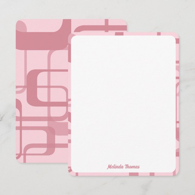 Pink Retro 60's 70's Abstrakt Pattern Individuelle Mitteilungskarte (Vorne/Hinten)