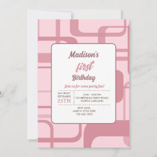 Pink Retro Abstraktes Muster Einladung