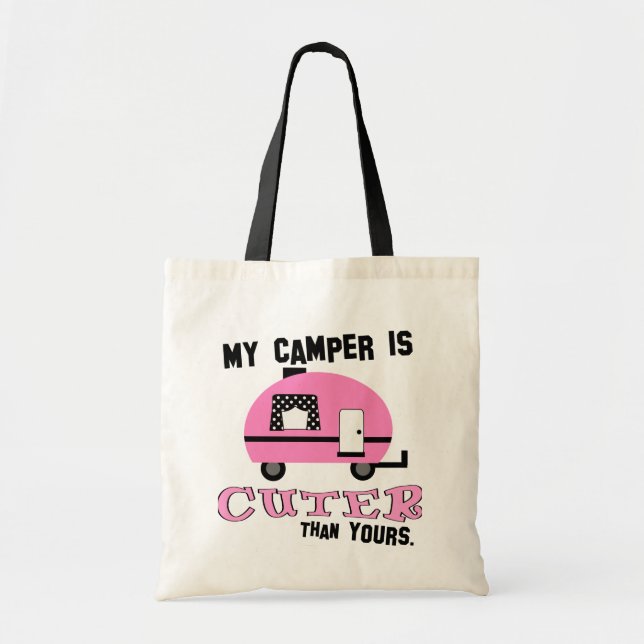 Pink Retro Camper Tote Beutel Tragetasche (Vorne)
