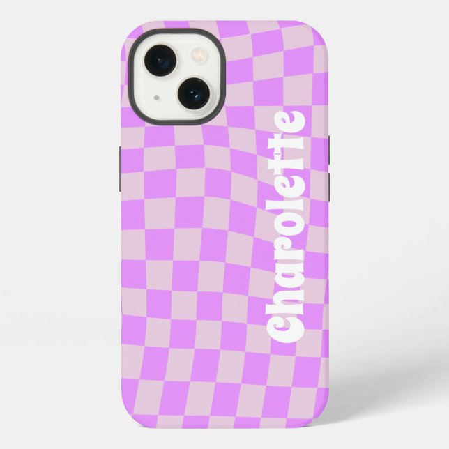 Pink retro checker pattern  Case-Mate iPhone case Hülle (Rückseite)