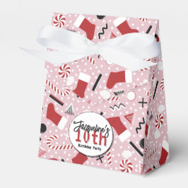 Pink Retro Christmas Peppermint Birthday Geschenkschachtel