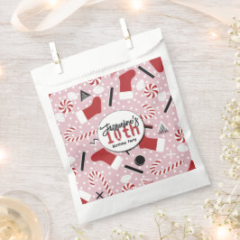 Pink Retro Christmas Peppermint Birthday Geschenktütchen