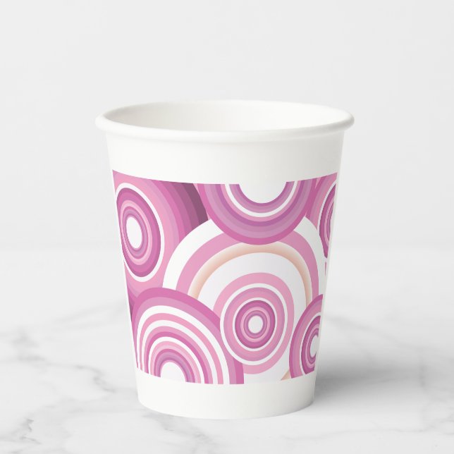 Pink Retro Circles Pattern Pappbecher (Vorderseite)