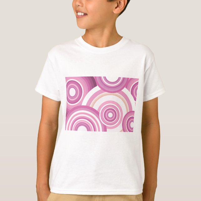 Pink Retro Circles Pattern T-Shirt (Vorderseite)