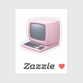 Pink Retro Computer Emoji Aufkleber