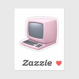 Pink Retro Computer Emoji Aufkleber
