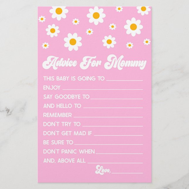 Pink Retro Daisy Ratgeber Kinderspielaktivitäten Briefpapier (Vorderseite)