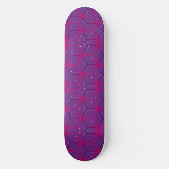 Pink retro geometric pattern  skateboard (Vorderseite)