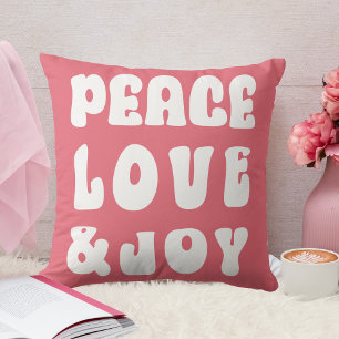 Pink Retro Groovy Peace Liebe Joliday Kissen