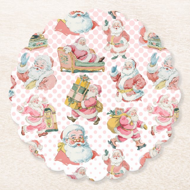 Pink Retro Groovy Weihnachten Untersetzer (Vorderseite)
