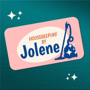 Pink Retro House Reinigungsvakuum Business Card Visitenkarte