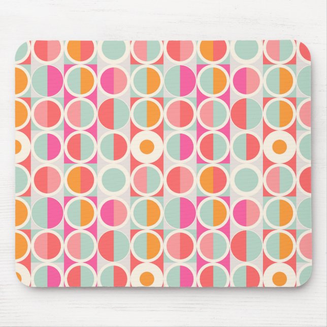 Pink-Retro Kreis-Muster Mousepad (Vorne)