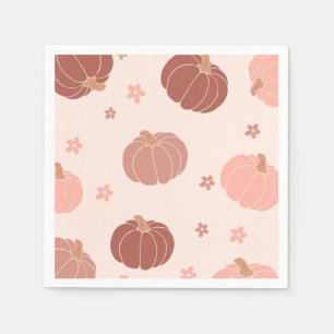 Pink Retro Pumpkin 1. Geburtstag Papier Napkin Serviette