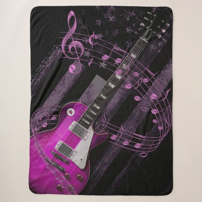Pink Retro Rock Industrial American Flag Gitarre Sherpadecke (Vorderseite)
