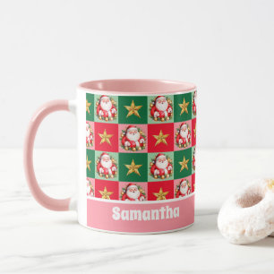 Pink Retro Santa Claus Frohe Weihnachtskids Tasse