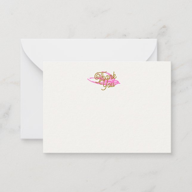 Pink Retro Schlucken Danke Mitteilungskarte (Vorderseite)