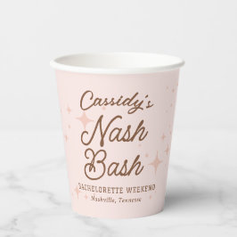 Pink Retro Stars Nash Bash Bachelorette Pappbecher