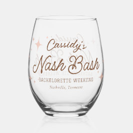 Pink Retro Stars Nash Bash Bachelorette Weinglas Ohne Stiel