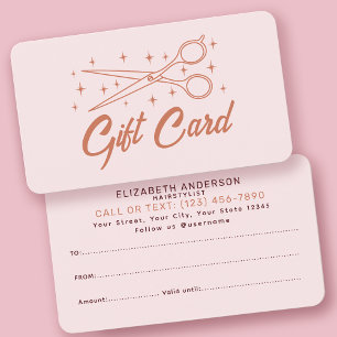 Pink Retro Typographie Hairstylist Carte cadeau