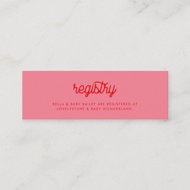 Pink Retro Vintage Babyduschekarte Mini Visitenkarte (Vorderseite)