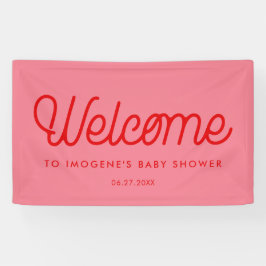 Pink Retro Vintages Drehbuch Kinderdusche Empfang Banner