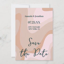 Pink Retro Wave Wedding Save The Date