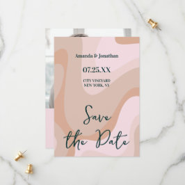 Pink Retro Wave Wedding Save The Date