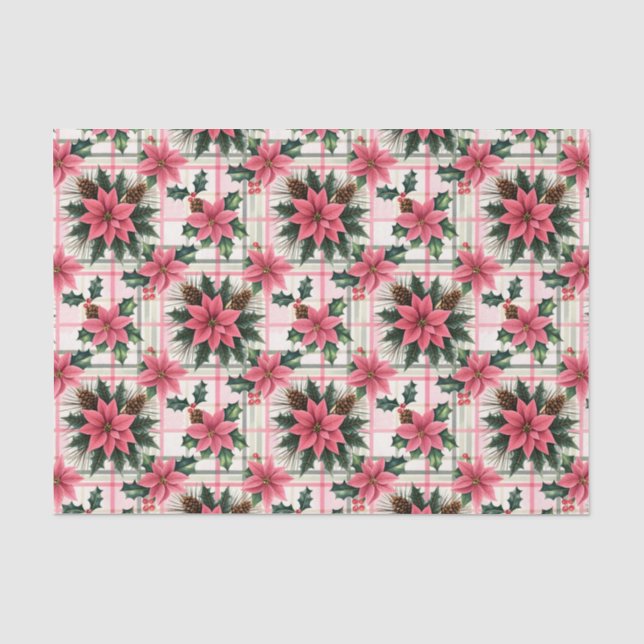 Pink Retro Weihnachten Karierte Weihnachten froh W Seidenpapier (Vorderseite)