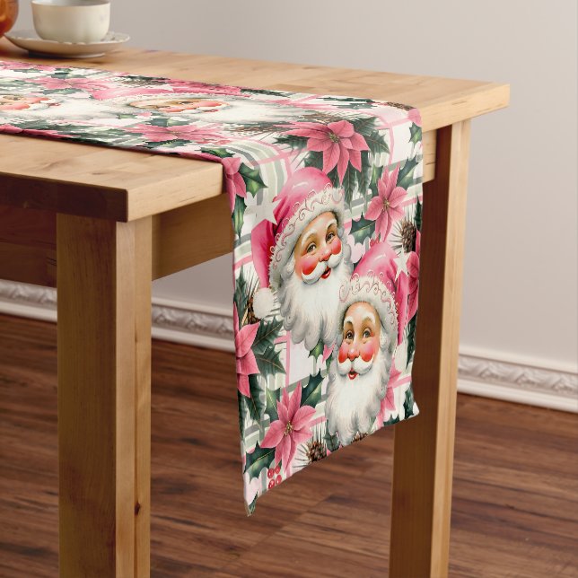 Pink Retro Weihnachten Weihnachten Blumenkohl Kari Kurzer Tischläufer (Beispiel)