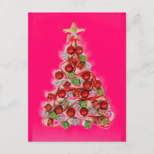 PINK RETRO Weihnachtsbaum-Leuchten Feiertagspostkarte