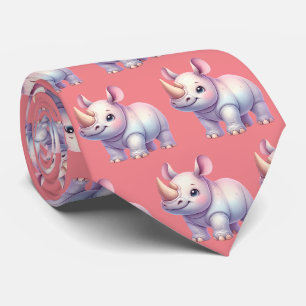 Pink Rhino Rhinoceros Rhinos Kawaii Niedlich Neck Krawatte