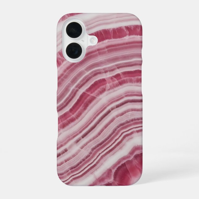 Pink Rhodochrosite Marble Agate Stone Pattern iPhone 16 Hülle (Rückseite)