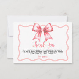 Pink Ribbon Baby Shower Thank You Card  Dankeskarte