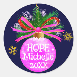 Pink Ribbon Bauble Runder Aufkleber