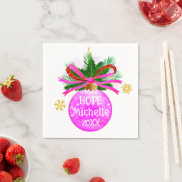 Pink Ribbon Bauble Serviette