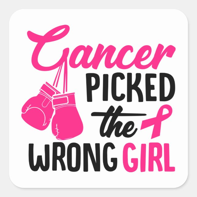 Pink Ribbon Bewusstsein Brustkrebs Quadratischer Aufkleber (Vorderseite)