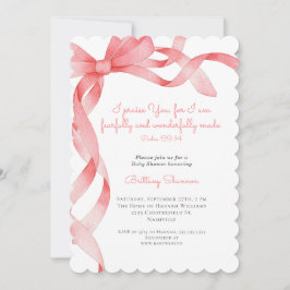 Pink Ribbon Bible Verse Baby shower Invitation
