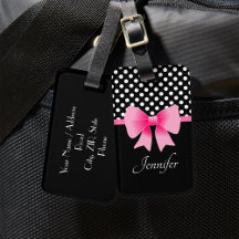 Pink Ribbon Black & White Polka Dots