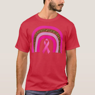 Pink Ribbon Boho Rainbow Breast Cancer Awareness T-Shirt