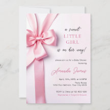 Pink Ribbon Bow Baby Shower Sweet Little Girl