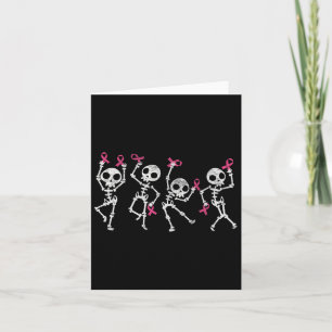 Pink Ribbon Breast Cancer Awareness Skeleton Women Karte
