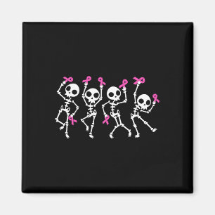 Pink Ribbon Breast Cancer Awareness Skeleton Women Magnet
