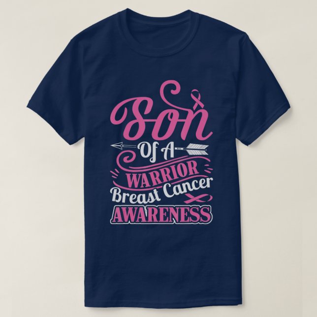 pink ribbon breast cancer awareness Son of warrior T-Shirt (Design vorne)