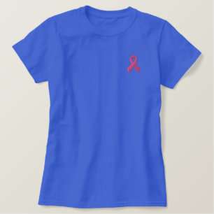 Pink Ribbon - Brustkrebs-Bewusstsein Besticktes T-Shirt