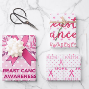 Pink Ribbon Brustkrebs Bewusstsein Geschenkpapier Set