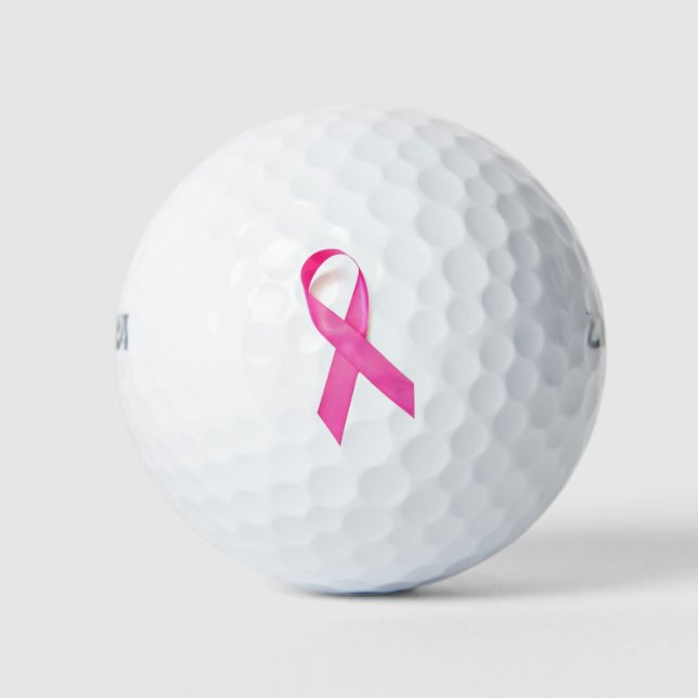 Pink Ribbon Brustkrebs Bewusstsein Golfball (Vorderseite)