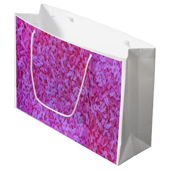 Pink Ribbon Brustkrebs Bewusstsein Große Geschenktüte (Vorderseite Schrägansicht)