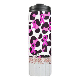Pink Ribbon Brustkrebs Bewusstsein Kuh Drucken Thermosbecher